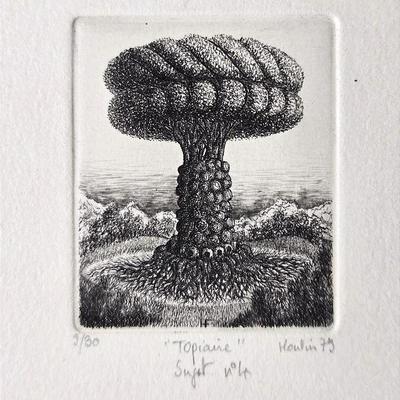 François Houtin “Topiaire” Signed & Numbered Miniature Surrealist Print 1979