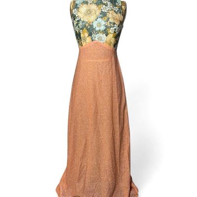 Union Made Sheer Shimmer Floral Dress - Size Small 
