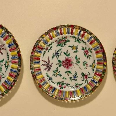 Famile Rose Reticulated Plates - Largest 9.25” Diameter
