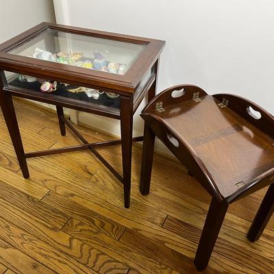Small Wood Display Accent Table & Butler’s Tray Style Table