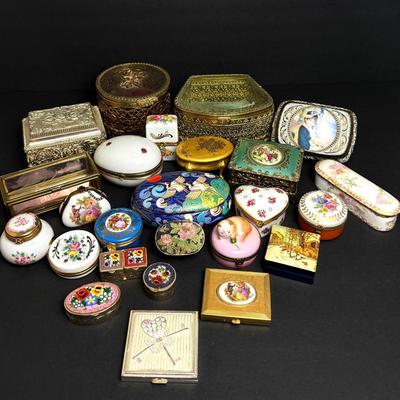 Trinket Box Collection: Limoges Porcelain, Ormolu, Italian Micro Mosaic