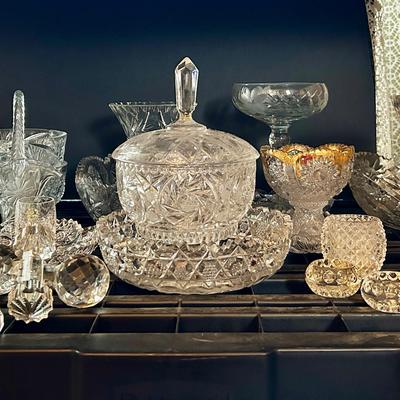 Vintage Heavy Cut Crystal & More: Bowls, Basket, Candy Dish