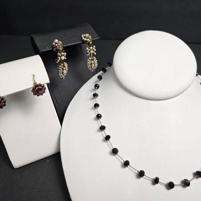 Vintage Or Vintage-Look Sterling Silver & Silver (925 & 835) Jewelry including Garnet Earrings