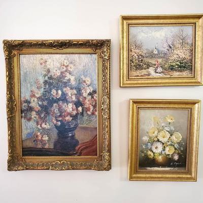 Landscape & Still Life Signed Paintings, Plus Monet Reproduction Enhanced Print - 10x12” To 20x16” 