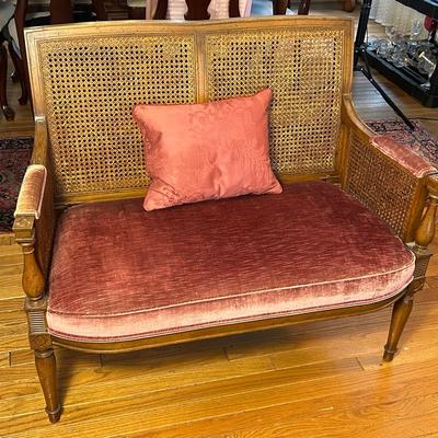 Vintage Caned Settee - 39x24x33”