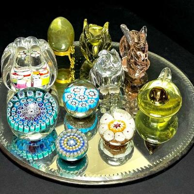 Art Glass Paperweights Including Baccarat, Murano 