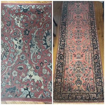 Hand Knotted Wool Rugs: Runner  2’8”x7’12” & Mat 1’7”x2’10”