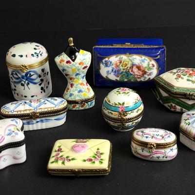 Peint Main (Hand Painted) Limoges Porcelain Trinket Boxes 