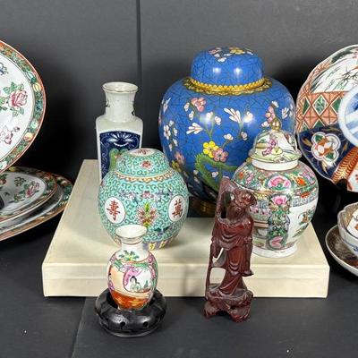 Imari Ceramics, Cloissone Ginger Jar 8”h & More