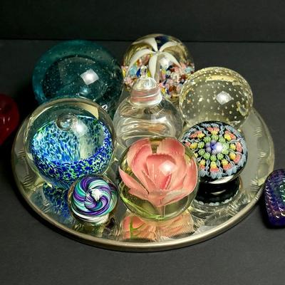 Art Glass Paperweights Including Steuben, Caithness & Murano 