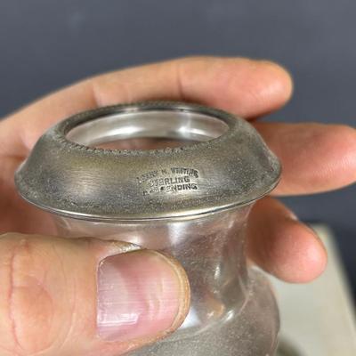 Weighted Sterling Silver Cordial Cups; Sterling & Glass Pedestal Dish & Coasters,