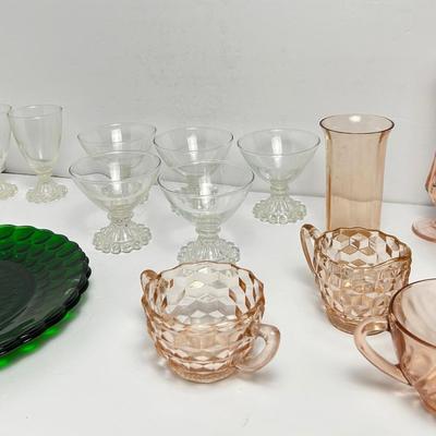 Pink Depression Glass, Anchor Hocking Boopie Glassware & Bubble Glass Plates