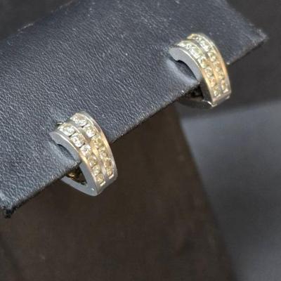 14K White Gold Hinged Diamond Earrings