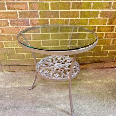 Round Glass Top Metal Side Table - 24 Dia, 25" H