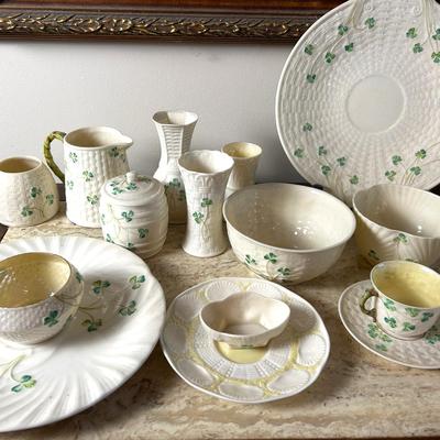 Belleek Ceramic Collection: Pitcher, Vases, Plates, Bowls, More