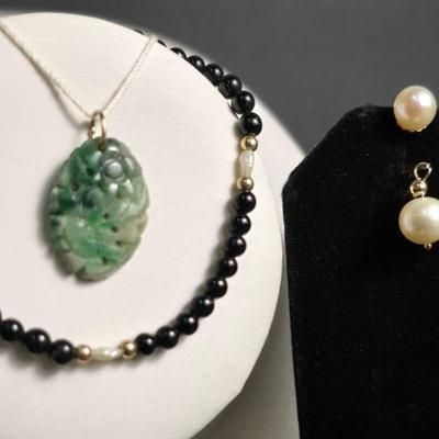 14K Gold Pearl & Jade Jewelry