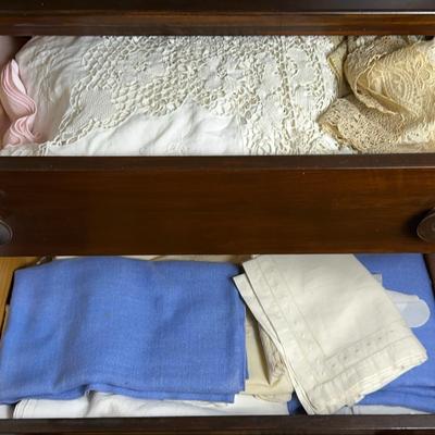 Vintage Linens Including Lace, Pulled Thread, Embroidered 