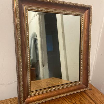 Framed Rectangular Wall Mirror with Ornate Gold Trim