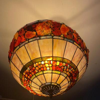 Stained Glass Ceiling Light and Decorative Pedestal