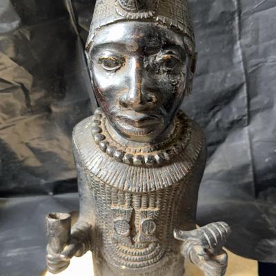Benin-Style Cast Figure with Royal Regalia