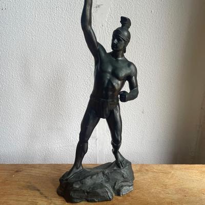 Cast Metal Sculpture of a Greek Warrior