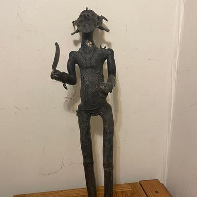Metal Sculpture of Standing Warrior Figure
