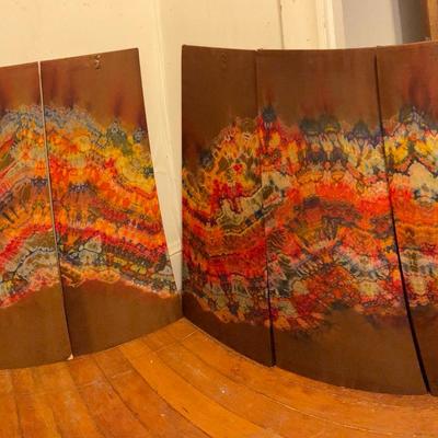 Abstract Multicolored Panels on Silky Brown Background