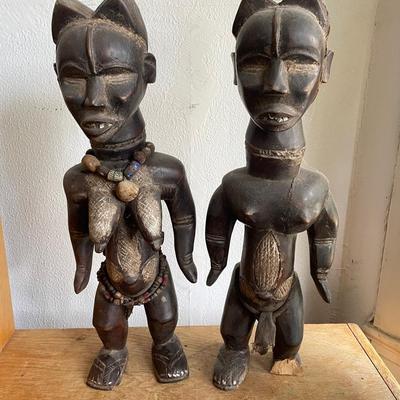 African Carved Wooden Figurative Sculptures