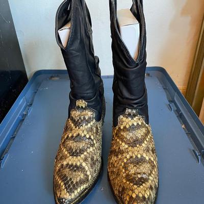 Dingo Black Leather and Snakeskin Cowboy Boots
