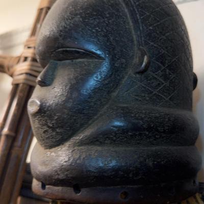 Carved Wooden Mask with Textile Adornment