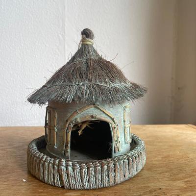 Miniature Thatched Roundhouse Hut with Courtyard Wall
