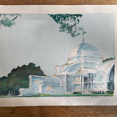 1988 Watercolor Painting of San Francisco Conservatory of Flowers