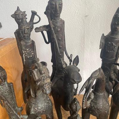 Tribal Bronze Figurines on Animal Mounts