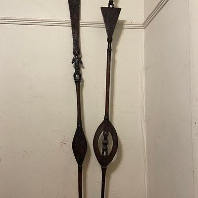 Hand-Carved African Tribal Wood Scepters