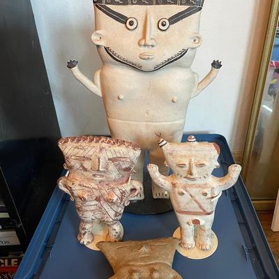 Four Terracotta Figurines With Tribal Motifs