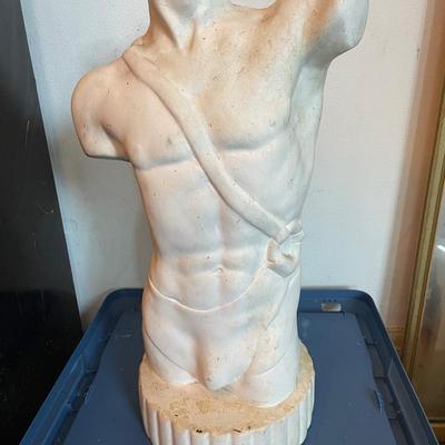 Classical-Style Male Torso Sculpture in White Material