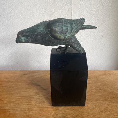 Bronze Bird Sculpture on Black Base