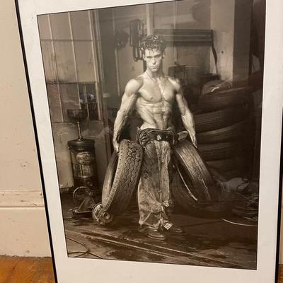 Fred with Tires by Herb Ritts (1984) – Framed Black & White Print