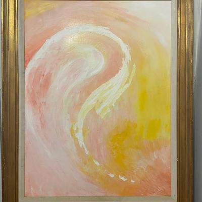 Framed Abstract Acrylic Painting in Soft Tones