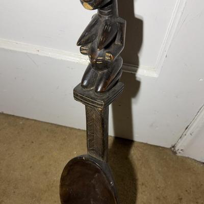 Wooden Spoon with Carved Figurative Handle