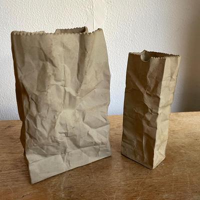 Hawaii Ceramic Studio Brown Clay Bag Sculptures