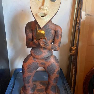 Lega Statuette with White Face and Gold Object – D.R. Congo
