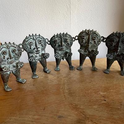 Five Tribal Bronze Figurines with Patina