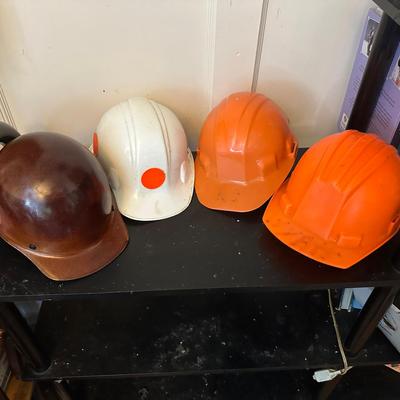 Lot of 4 Vintage Hard Hats – Construction & Safety Helmets (Assorted Styles)