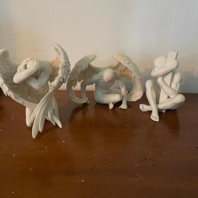 Three Porcelain Winged Figurines with one Confirmed by Ucagco