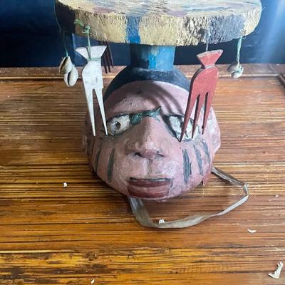 Handcrafted Wooden Mask With Decorative Elements