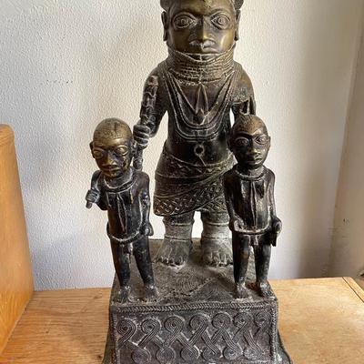 Bronze Tribal Sculpture with Three Figures