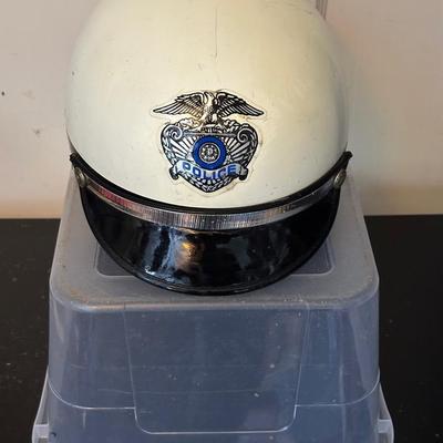 Vintage Bell Police Motorcycle Helmet – White & Black Patrol Style