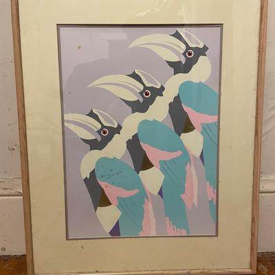 Framed Multicolored Bird Illustration Print