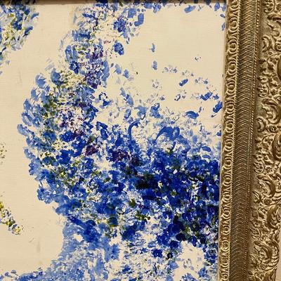 Abstract Painting in Ornate Gold-Tone Frame